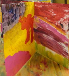 two parts of the same obect painted by child and parent together