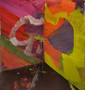 two parts of the same obect painted by child and parent together