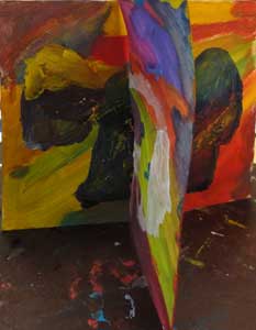 two parts of the same obect painted by child and parent together