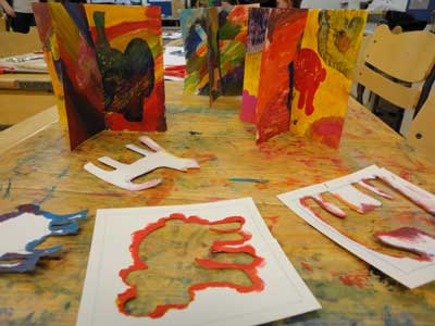 two parts of the same obect painted by child and parent together