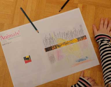  listening, looking and exploring colorful artworks