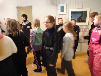  listening, looking and exploring colorful artworks