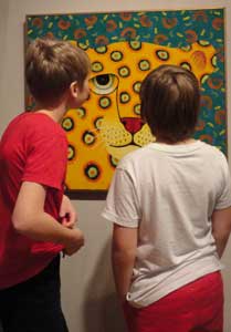  listening, looking and exploring colorful artworks