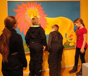  listening, looking and exploring colorful artworks