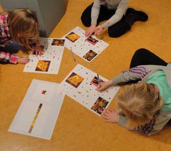  listening, looking and exploring colorful artworks