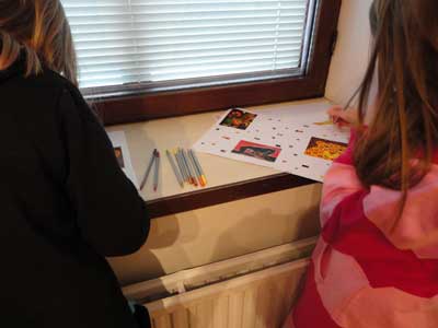  listening, looking and exploring colorful artworks