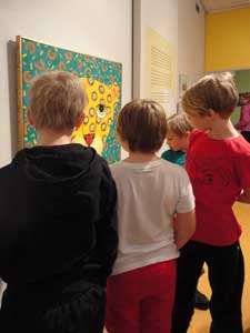  listening, looking and exploring colorful artworks