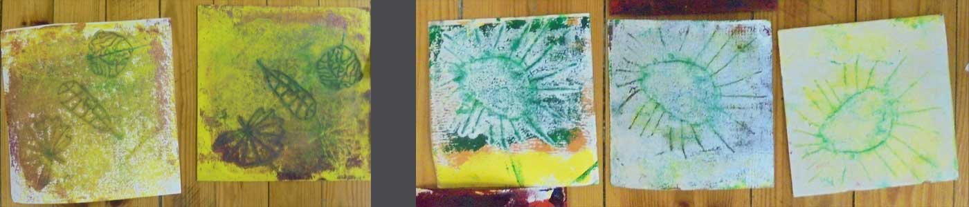 prints created during eco-art camp