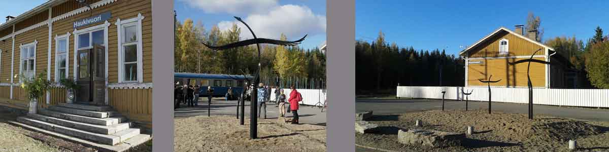 new sculptuere at the railway square in Haukivuori