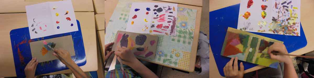 painting a long train by children of R�m�l� school