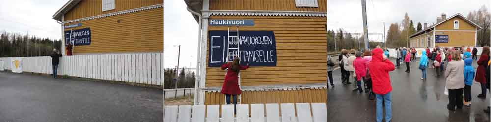 protest against closing the stop at Haukivuori
