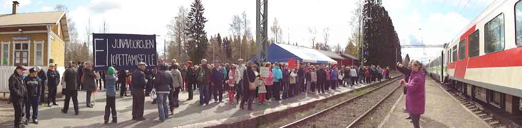 protest on Haukivuori railway station on Saturday May 3